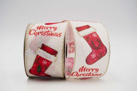 Nastro con filo per calze di Natale_KF6468GV-2_Ivory